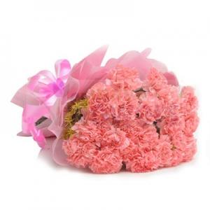 12 Pink Carnation Flower Bouquet