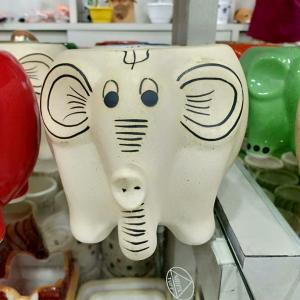 Elephant Ceramic Pot White