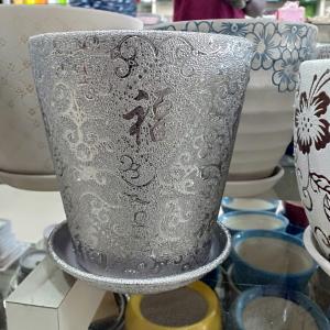 Silver Ceramic Pot (Long)