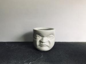 Angry Face Ceramic pot(White)