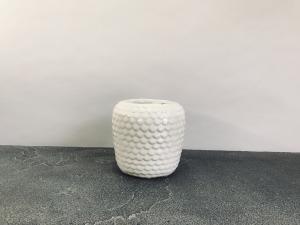 Silk thread ceramic pot white (Small)