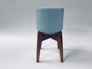 Crimson sky ceramic pot blue with stand (medium size)